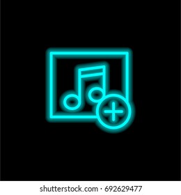 Music player blue glowing neon ui ux icon. Glowing sign logo vector