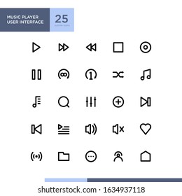 Music Player button icon pack in outline style