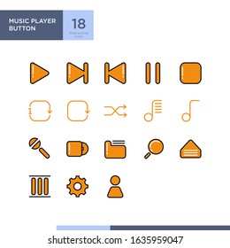 Music Player button icon pack with filled outline style