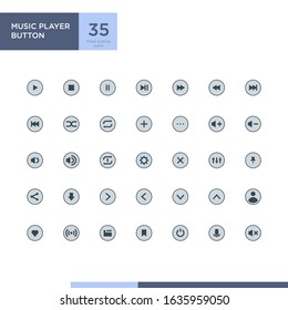 Music Player button icon pack with filled outline style