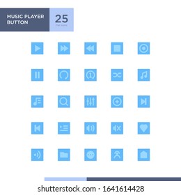 Music player button icon pack with flat style