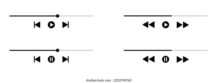 Music player buttons vector illustration set
