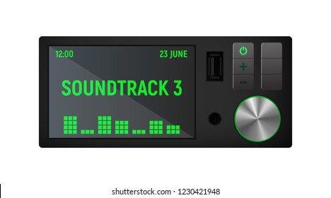 Music player in the car. Audio player. Vector illustration.