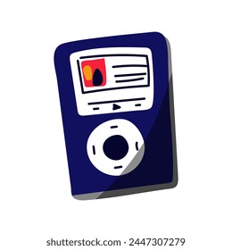 The music player is a classic flat vector illustration. A blue music player for listening to music. Isolated musical technique highlighted on a white background