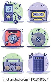 music player collection cartoon illustration bundle package