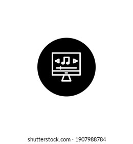 Music player computer icon in black round style. Vector icon pixel perfect