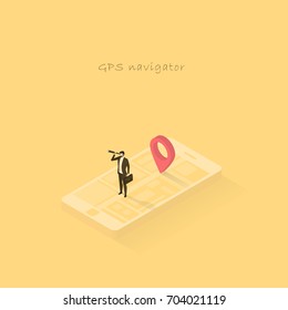 Music player concept. Businessman is using music player on a smartphone. This concept shows that music player is important to business marketing.