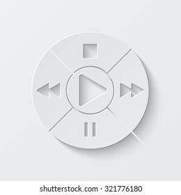 Music player control button vector icon - paper illustration