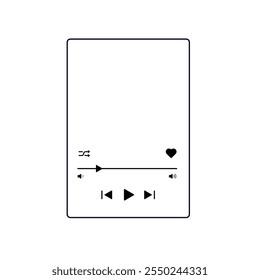 Music player design with a modern interface, featuring track, album, and playlist navigation, optimized for mobile and digital platforms.