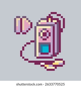 Music player device with play sign in pixel art style