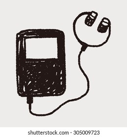 music player doodle drawing