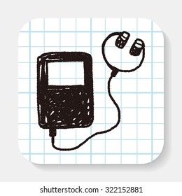 music player doodle drawing