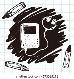 music player doodle drawing