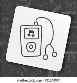 music player doodle drawing