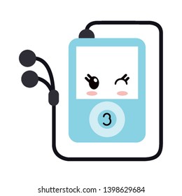 Music player with earphones kawaii cartoon