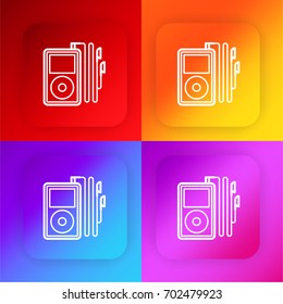Music player four color gradient app icon set