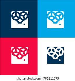 Music player four color material and minimal icon logo set in red and blue