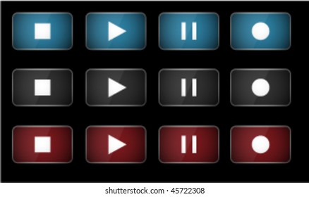 Music player glossy vector buttons