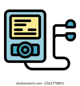 Music player gym icon outline vector. Info device. Calorie mobil color flat