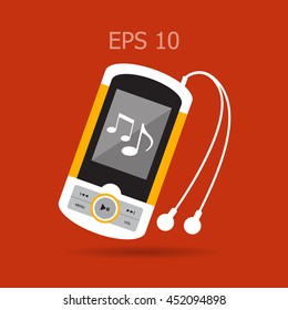 Music player with headphones.