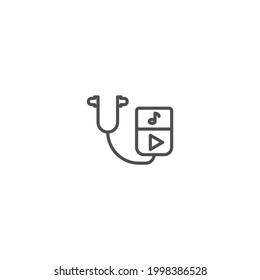 music player with headphones icon isolated on white background