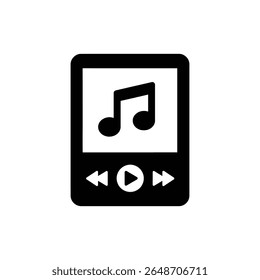 Player de música com coração ícone para expressar amor e música paixão
