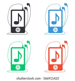 Music player icon - colored vector  set