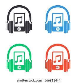Music player icon - colored vector  set