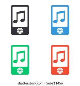 Music player icon - colored vector  set