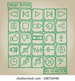 Music Player Icon Doodle Set