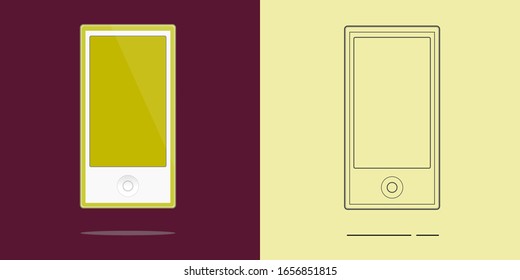 music player icon, flat vector illustration & flat vector outline