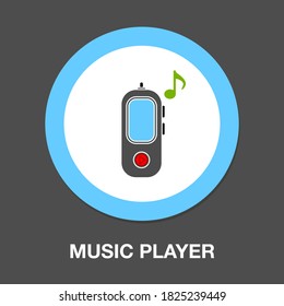 music player icon - flat Vector icon - illustration of music player icon isolated on white