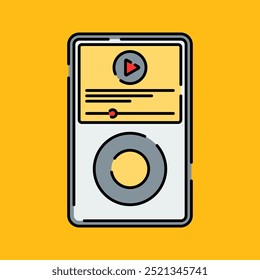 Icono de reproductor de música Ilustración Estilo de diseño plano aislado sobre fondo amarillo