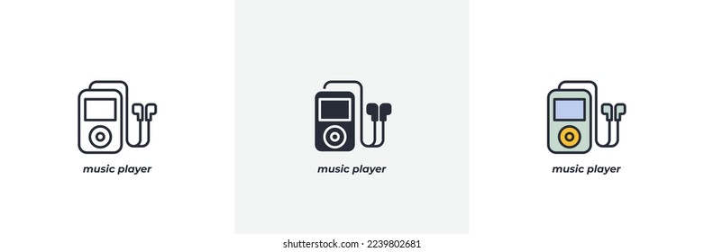 music player icon. Line, solid and filled outline colorful version, outline and filled vector sign. Idea Symbol, logo illustration. Vector graphics