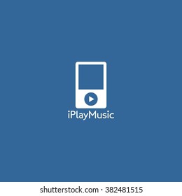 music player icon logo design template, vector design. best use for store, studio, shop, music corner, application. blue background