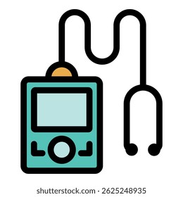 Music player icon. Outline music player vector icon color flat isolated