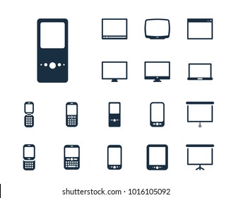 Music player icon in set on the white background. Set of thin, linear and modern electronic equipment icons. Universal linear icons to use in web and mobile app