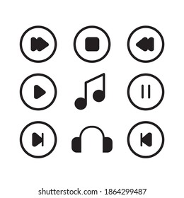 Music Player icon set on a white background