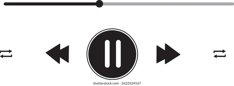 music player icon set. play and pause buttons icon vactor, Elements for video streaming app. Play and pause buttons sign, Video Audio Player, vector symbol illustration
