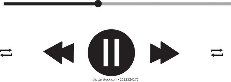 music player icon set. play and pause buttons icon vactor, Elements for video streaming app. Play and pause buttons sign, Video Audio Player, vector symbol illustration
