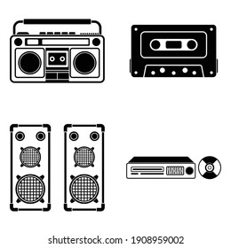 music player icon set vector sign symbol