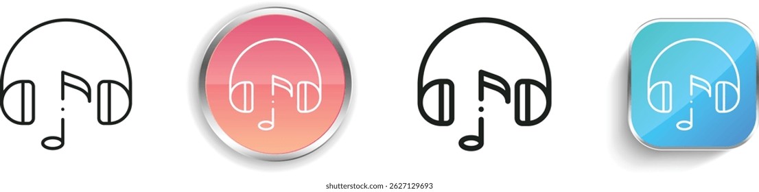 music player icon. Thin Linear, Regular and Button Style Design Isolated On White Background