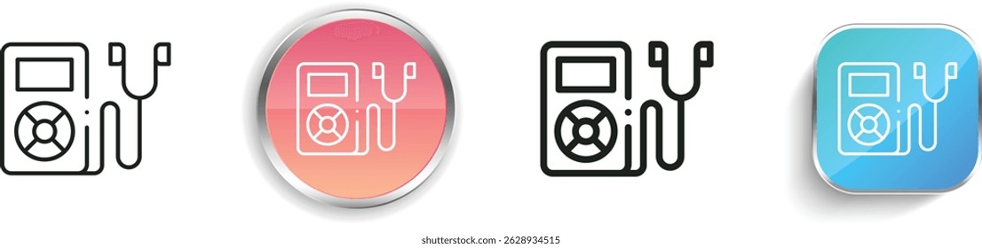 music player icon. Thin Linear, Regular and Button Style Design Isolated On White Background