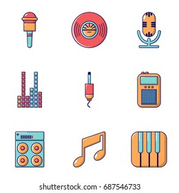 Music player icons set. Flat set of 9 music player vector icons for web isolated on white background