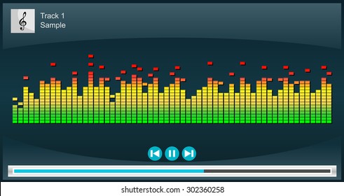 Music player illustration. Music player interface on phone screen illustration. Media player concept.
