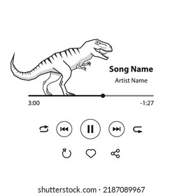 	
Music player interface with buttoms, loading bar,dinosaur illustration