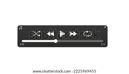 Music player interface with buttons, download bar Trendy song board, media player app template, flat design app template for smartphone, PC or tablet. Vector illustration