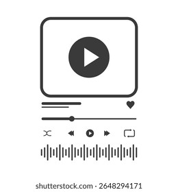 Interface do player de música com botões. Ilustração de ações