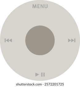 Music player interface with buttons, Vector editable illustration. App clock wheel with pause play and stop button