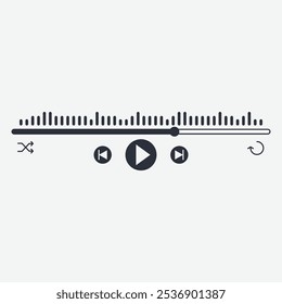 A music player interface with controls and a visual representation of sound waves.